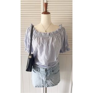 H&M Blue and White Striped Off Shoulder Blouse Top (NWT)